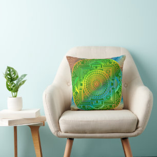 Silk‑Inspired Green Abstract Cushion