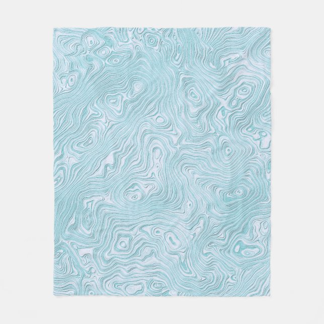 Silk Moire Pattern in Bright Aqua Fleece Blanket (Front)