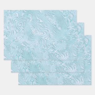 Silk Moire Pattern in Bright Aqua Wrapping Paper Sheet