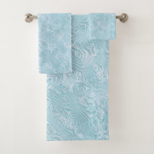 Silk Moire Small Pattern in Bright Aqua Bath Towel Set