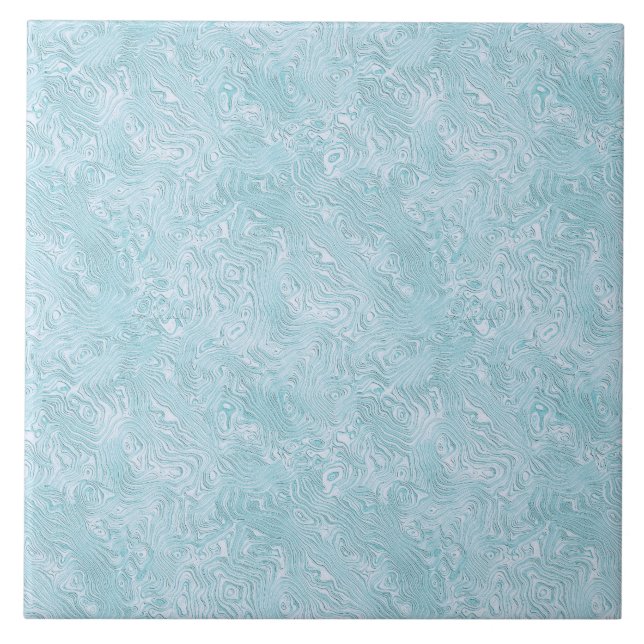 Silk Moire Small Pattern in Bright Aqua Ceramic Tile (Front)