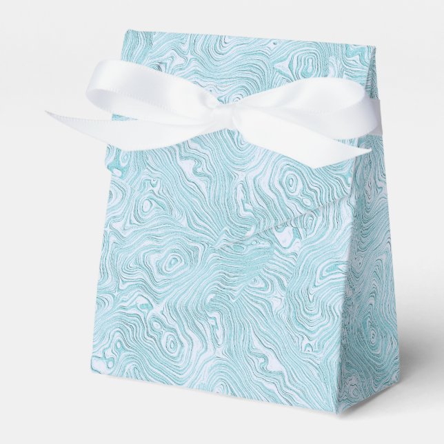 Silk Moire Small Pattern in Bright Aqua Favour Box (Front Side)
