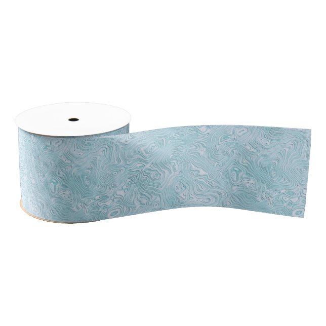 Silk Moire Small Pattern in Bright Aqua Grosgrain Ribbon (Spool)