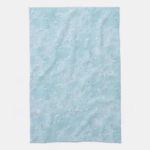 Silk Moire Small Pattern in Bright Aqua Tea Towel