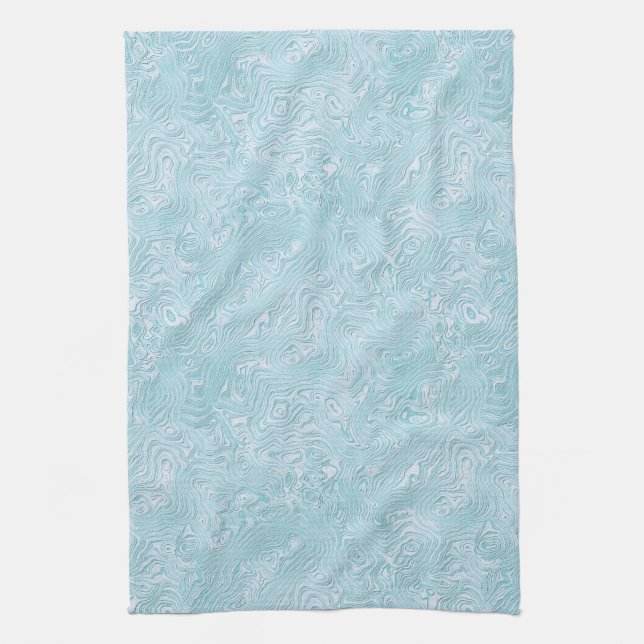 Silk Moire Small Pattern in Bright Aqua Tea Towel (Vertical)
