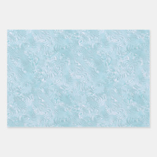 Silk Moire Small Pattern in Bright Aqua Wrapping Paper Sheet