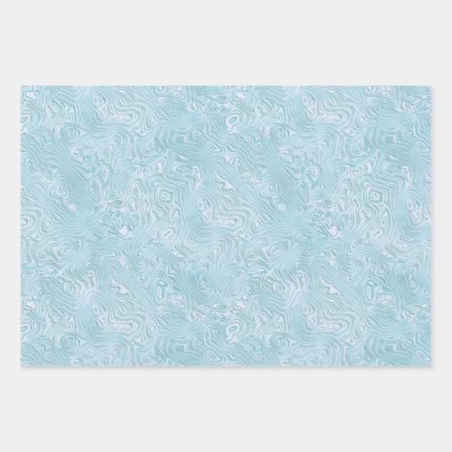 Silk Moire Small Pattern in Bright Aqua Wrapping Paper Sheet (Front)