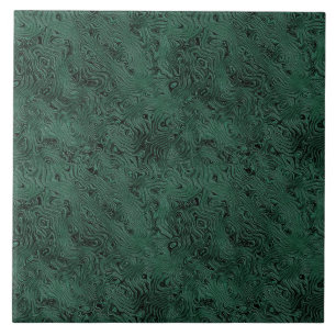Silk Moire Small Pattern in Forest Green Ceramic Tile