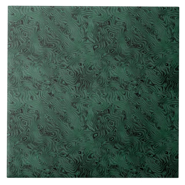 Silk Moire Small Pattern in Forest Green Ceramic Tile (Front)