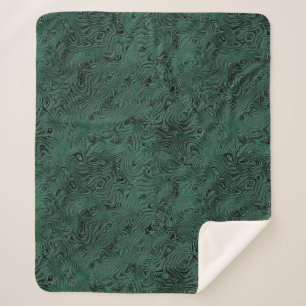 Silk Moire Small Pattern in Forest Green Sherpa Blanket