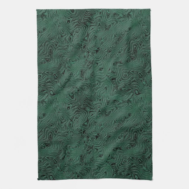 Silk Moire Small Pattern in Forest Green Tea Towel (Vertical)