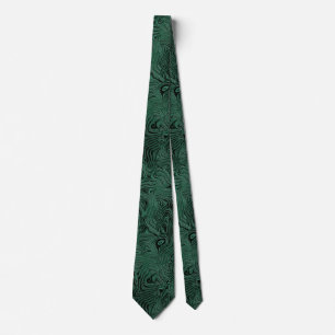 Silk Moire Small Pattern in Forest Green Tie