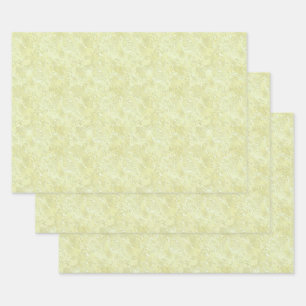 Silk Moire Small Pattern in Lemon Yellow Wrapping Paper Sheet