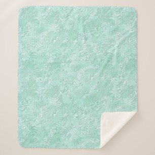 Silk Moire Small Pattern in Mint Green Sherpa Blanket
