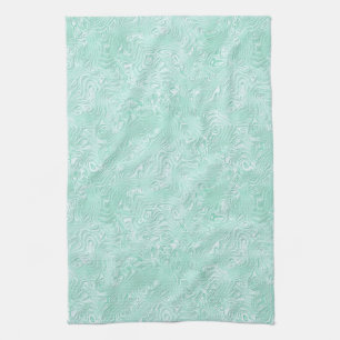 Silk Moire Small Pattern in Mint Green Tea Towel