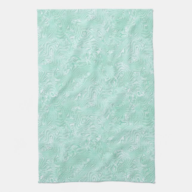 Silk Moire Small Pattern in Mint Green Tea Towel (Vertical)