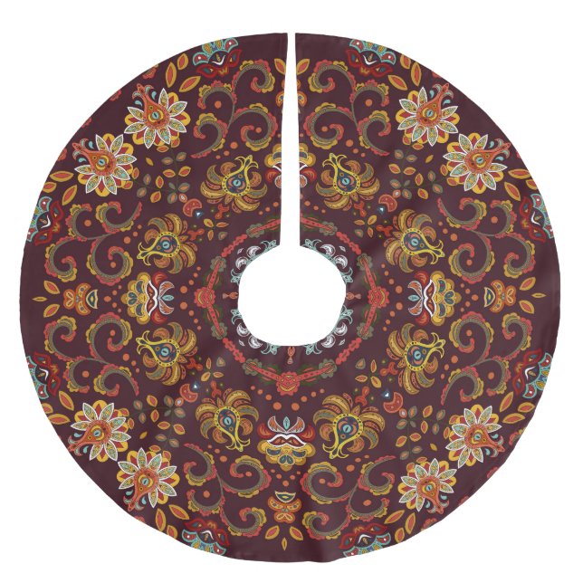 Silk neck scarf, eastern pattern brushed polyester tree skirt (Front)