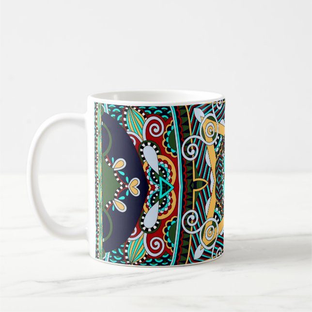 silk neck scarf or kerchief square pattern design  coffee mug (Left)