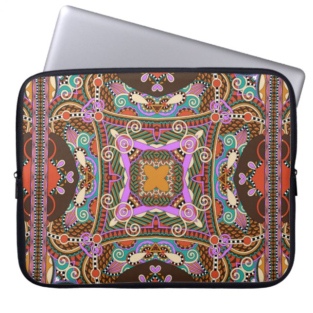 silk neck scarf or kerchief square pattern design  laptop sleeve (Front)