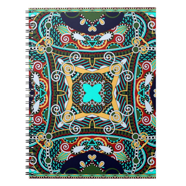 silk neck scarf or kerchief square pattern design  notebook (Front)