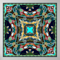 silk neck scarf or kerchief square pattern design 