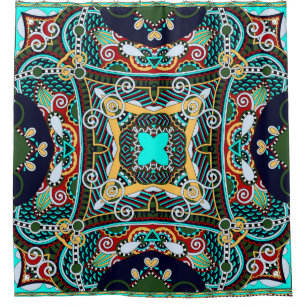 silk neck scarf or kerchief square pattern design shower curtain
