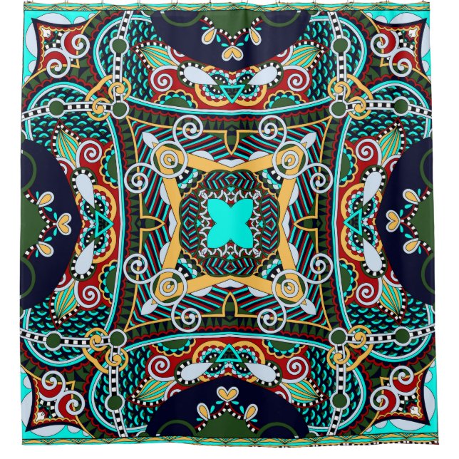 silk neck scarf or kerchief square pattern design  shower curtain (Front)