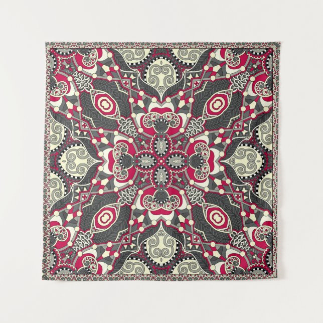 silk neck scarf or kerchief square pattern design  tapestry (Front)