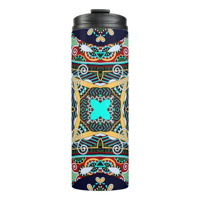 silk neck scarf or kerchief square pattern design  thermal tumbler (Front)