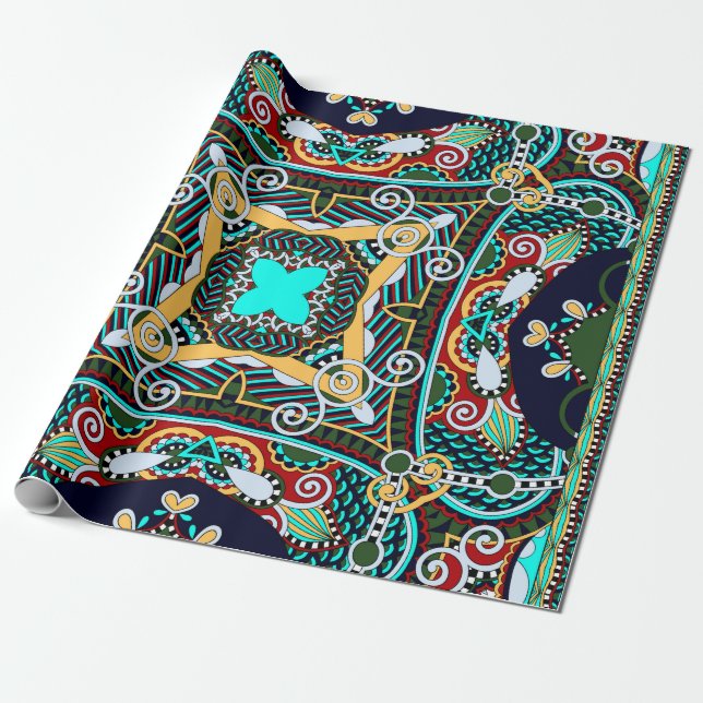 silk neck scarf or kerchief square pattern design  wrapping paper (Unrolled)