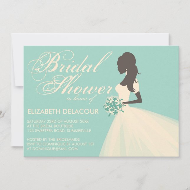 Silk Organza Wedding Gown Bridal Shower Invitation (Front)