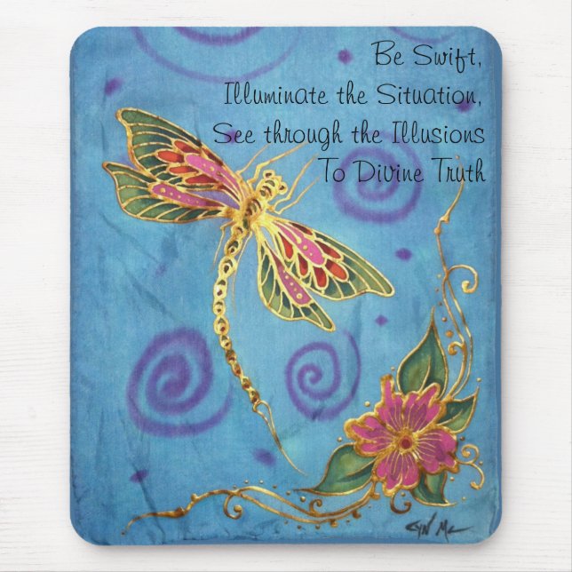 Silk Painted Dragonfly Mousepad (Front)