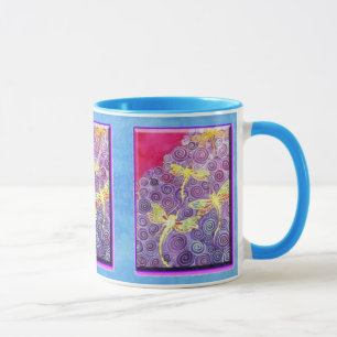 Silk Painted Dragonfly Mug