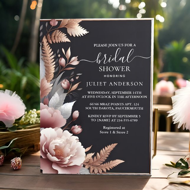 Silk Pink Boho Peony Dusty Rose Bridal Shower Invitation (Creator Uploaded)