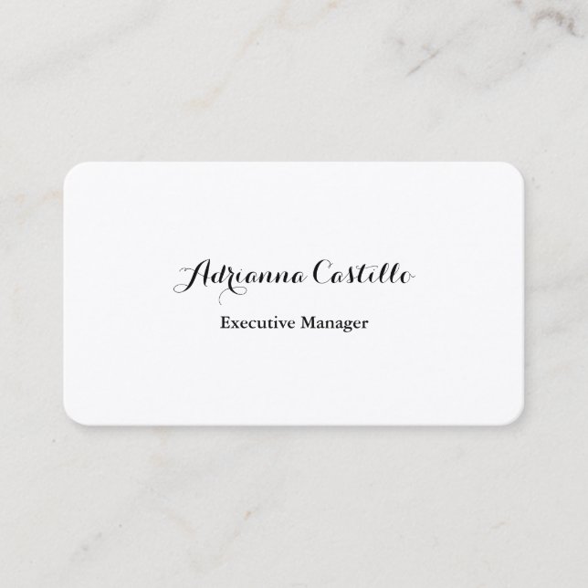 Silk Plain Simple Black White Minimal Handwritten Business Card (Front)