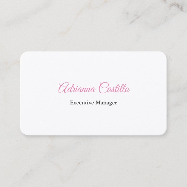 Silk Plain Simple Black White Minimal Handwritten Business Card (Front)
