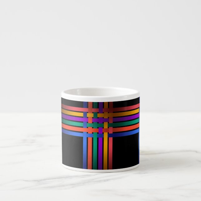 Silk ribbons lines black background pattern luxury espresso cup (Front)