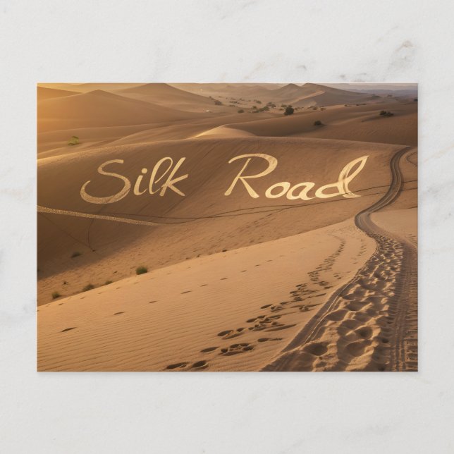 Silk Road Desert Landscape Typography Art Holiday Postcard (Front)