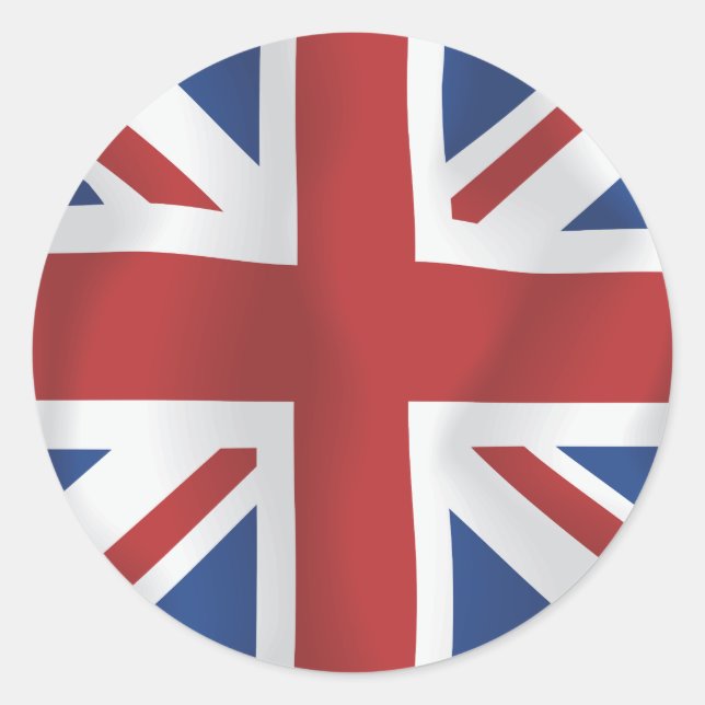 Silk style Union Jack British Flag Classic Round Sticker (Front)