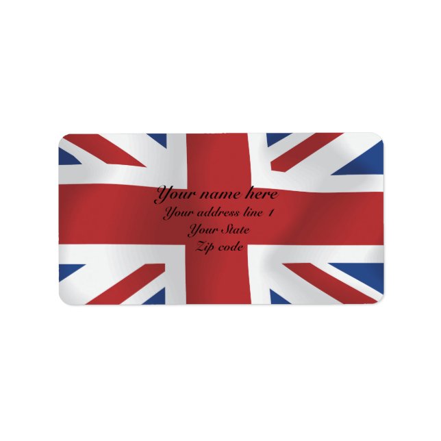 Silk style Union Jack British Flag Label (Front)