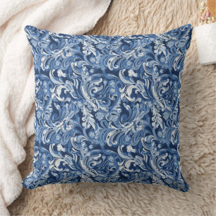 Silk texture in blue and white pattern  cushion