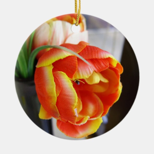 Silk Tulip Ceramic Tree Decoration (Front)