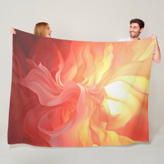 Silken Fluid Vector Coral in Pink and Ivory Fleece Blanket