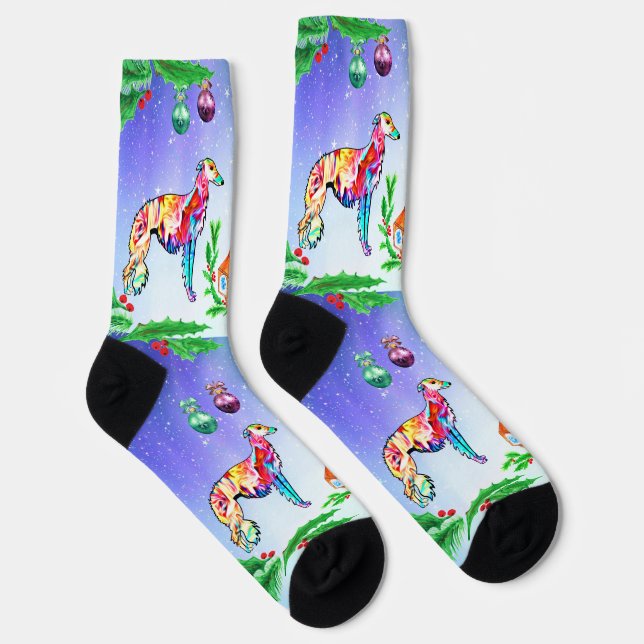 Silken Windhound Christmas Socks (Right)