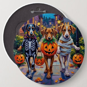 Silken Windhound Dogs in Halloween Costumes 6 Cm Round Badge