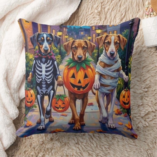 Silken Windhound Dogs in Halloween Costumes Cushion (Blanket)