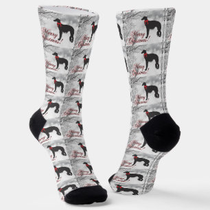 Silken Windhound Merry Christmas  Socks