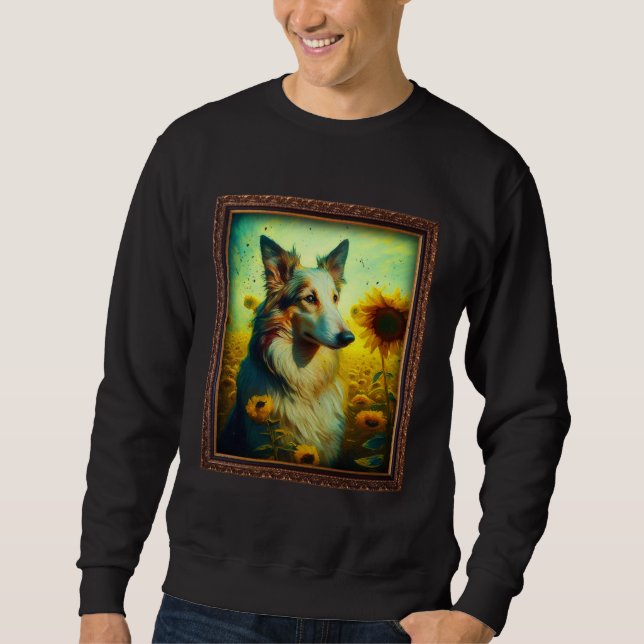Silken Windhound Painting Sunflower Flower Mom Wom Sweatshirt (Front)