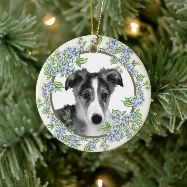 Silken Windhound Puppy  Ceramic Ornament (Tree)