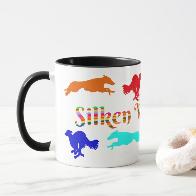 Silken Windhound Running Coffee Mug (With Donut)